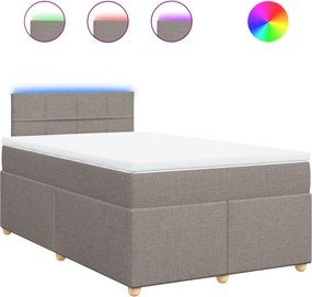 vidaXL Κρεβάτι Boxspring με Στρώμα Taupe 120x200 εκ. Υφασμάτινο