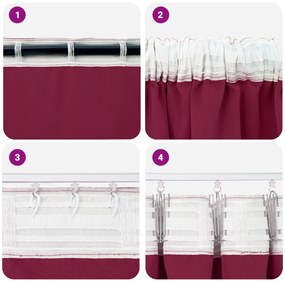 vidaXL Κουρτίνες με κουρτίνες 2 pcs Κόκκινο 225 x 140 εκ. Πολυεστέρας
