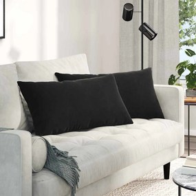 vidaXL Μαξιλάρι Καναπέ 2 τμχ. Βελούδο Μαύρο 80 x 40 cm