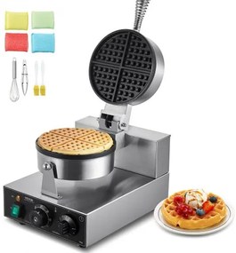 VEVOR Commercial Waffle Maker Round Waffle Iron Baker Machine Non-Stick 1230W