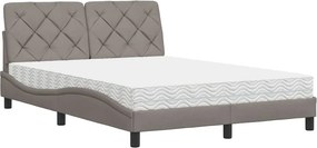 vidaXL Κρεβάτι με Στρώμα Taupe 140x190 εκ. Υφασμάτινο