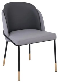 WOODWELL ΕΜ177,2SELECT Καρέκλα Τραπεζαρίας- Κουζίνας, Μέταλλο Βαφή Μαύρο, Pu Ανοιχτό-Σκούρο Γκρι 56x54x78cm ΕΜ177,2
