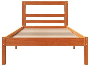 vidaXL Πλαίσιο Κρεβατιού Κεφαλάρι Καφέ Κεριού 90x190 εκ. Μασίφ Πεύκο