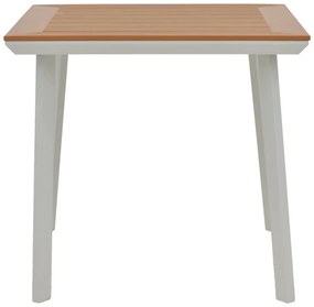 Τραπεζαρία Mabu-Synergy σετ 3τεμ λευκό αλουμίνιο και plywood σε φυσικό χρώμα 80x80x74εκ 80x80x74 εκ.