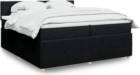 vidaXL Κρεβάτι Boxspring με Στρώμα Μαύρο 200x200 εκ. Υφασμάτινο