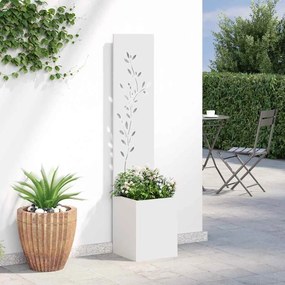 vidaXL Οθόνη Ιδιωτικότητας Κήπου Floral Λευκό 32 x 32 x 150 εκ