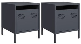 vidaXL Κομοδίνα 2 τεμ. Ανθρακί 35x39x43,5 εκ. από Χάλυβα