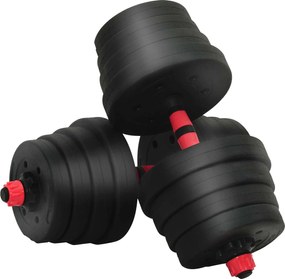vidaXL Σέτ Αλτήρων 4 σε 1 30 κιλά Μαύρο και Κόκκινο