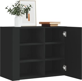vidaXL Ντουλάπι Τοίχου Μαύρο 75x35x60 εκ. από Επεξεργασμένο Ξύλο