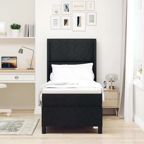 vidaXL LED Κρεβάτι με βάθρο με στρώμα Μαύρο 80 x 200 cm ύφασμα
