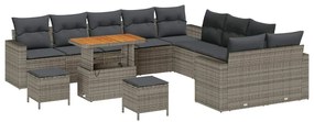 vidaXL Σετ Καναπέ Κήπου 13 pcs Γκρι συνθετικό ρατάν