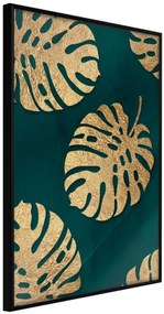 Αφίσα - Gilded Monstera Leaves - 30x45 - Μαύρο - Χωρίς πασπαρτού