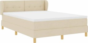 vidaXL Κρεβάτι με ελατήρια με κεφαλάρι Κρεμ 140 x 200 cm ύφασμα