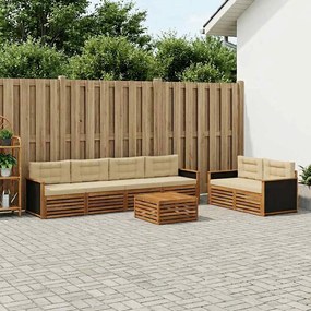 vidaXL Σειρά Καναπέ Εξωτερικού 7 pcs Φυσικό και Μπεζ Πολυεστέρας