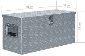 Κουτί Αποθήκευσης Ασημί 80 x 30 x 35 εκ. Αλουμινίου - Ασήμι