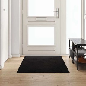 vidaXL Δερμάτινο Χαλί Μαύρο 100 x 250 cm 100% Πολυπροπυλένιο Τούφτα