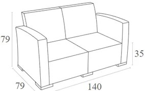 Καναπές Monaco 2Θέσιος White Πολυπροπυλενίου 140X79X79εκ.