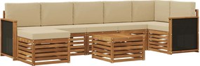 vidaXL Σειρά Καναπέ Εξωτερικού με μαξιλάρι 7 pcs Φυσικό