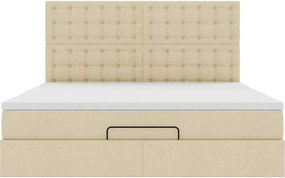 vidaXL Οθωμανικό Κρεβάτι με Στρώμα Κρέμα 160x200cm Ύφασμα