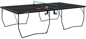 Τραπέζι Πινγκ Πονγκ SPORTNOW, αναδιπλούμενο, 8 τροχοί, ατσάλινο πλαίσιο με ηλεκτροστατική βαφή, MDF, 274 x 152,5 x 76 εκ., Μαύρο