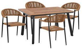 DINNING SET 5PCS POLYWOOD TABLE 120X80 &amp; CHARCOAL ARMCHAIRS