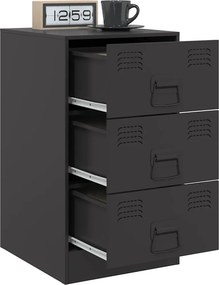 vidaXL Κομοδίνο Μαύρο 34,5x39x62 εκ. από Χάλυβα