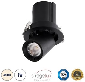 Χωνευτό Σποτ Downlight LED TrimLess 7W Μαύρο Φυσικό 4500K VIRGO-S 60304 Globostar-60304-Μαύρο 60304