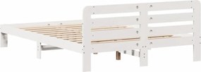 vidaXL Σκελετός Κρεβ. Χωρίς Στρώμα Λευκό 140x200 εκ Μασίφ Πεύκο
