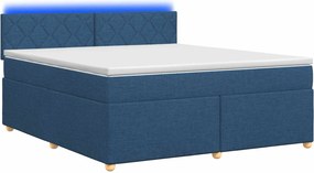 vidaXL Κρεβάτι box spring με στρώμα Μπλε 180 x 200 cm Ύφασμα