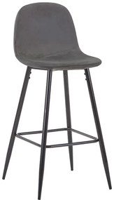 Σκαμπό μπαρ μεσαίου ύψους Bella ανθρακί βελούδο ύφασμα-πόδι μαύρο μέταλλο 41x47x93εκ 4αδα 41x47x93 εκ.