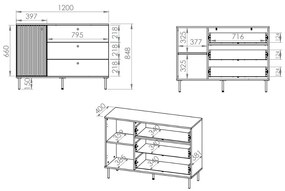 Σιφονιέρα Madison AG104, Κασμίρι, Με συρτάρια και ντουλάπια, Αριθμός συρταριών: 3, 85x120x40cm, 52 kg | Epipla1.gr
