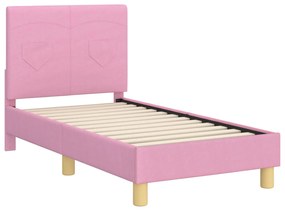 vidaXL Κρεβατική βάση για παιδιά με προσκέφαλο Ροζ 70 x 140 cm ύφασμα