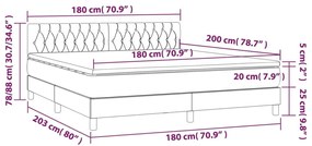 Κρεβάτι Boxspring με Στρώμα &amp; LED Μαύρο 180x200 εκ. Υφασμάτινο - Μαύρο