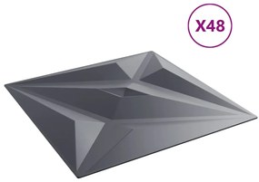 vidaXL Πάνελ Τοίχου 48 τεμ. Γκρι Σχ. Αστέρι 50x50 εκ. 12 μ² XPS