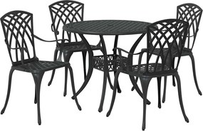 vidaXL Σέτ φαγητού για κήπο 5 pcs Μαύρο Αλουμίνιο