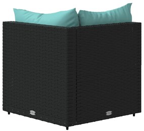 vidaXL Καναπέδες Κήπου Γωνιακοί με Μαξιλάρια 2 τεμ. Μαύρο Συνθ. Ρατάν