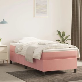 vidaXL Κρεβάτι Boxspring με Στρώμα Ροζ 100x200 εκ. Βελούδινο