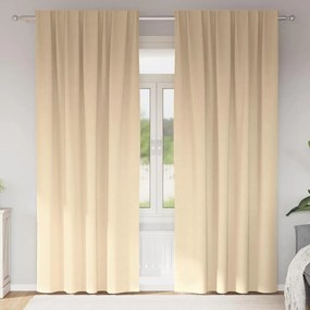 vidaXL Κουρτίνες με κουρτίνες 2 pcs Κρεμ 225 x 140 εκ. Πολυεστέρας