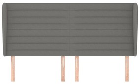 Κεφαλάρι με Πτερύγια Σκούρο Γκρι 163x23x118/128 εκ. Υφασμάτινο - Γκρι