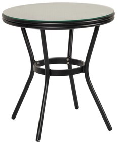 Τραπέζι Κήπου ArteLibre BURUNDI Μαύρο Αλουμίνιο/Γυαλί Φ70x72cm-14840065