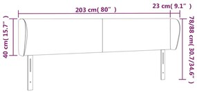 Κεφαλάρι με Πτερύγια Ανοιχτό Γκρι 203x23x78/88 εκ. Υφασμάτινο 3116886