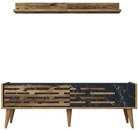 Σύνθεση Τηλεόρασης Valensiya 845HCT5389 140x35x45cm Marble Effect Black-Walnut