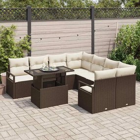 vidaXL Σετ Καναπέ Κήπου 9 pcs Καφέ και κρεμ 100 x 55 x 73 εκ