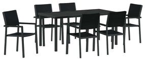 vidaXL Σέτ φαγητού για κήπο 7 pcs Μαύρο Πολυ ράταν
