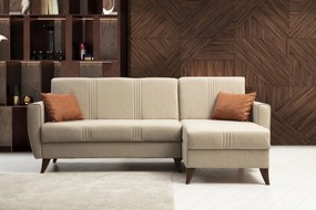 Γωνιακός Καναπές Κρεβάτι Μπεζ ZADEN 130x218x86