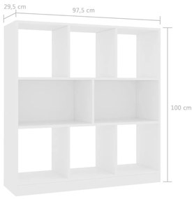 Βιβλιοθήκη Λευκή 97,5 x 29,5 x 100 εκ. από Επεξ. Ξύλο - Λευκό