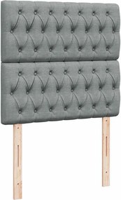 vidaXL Κρεβάτι Boxspring με Στρώμα Ανοιχτό Γκρι 90x190 εκ. Υφασμάτινο