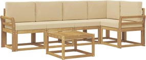 vidaXL Σειρά Καναπέ Εξωτερικού με μαξιλάρι 6 pcs Λευκό και Μπεζ