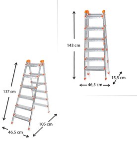 Σκάλα Double Step Perilla μεταλλική 6+6 σκαλοπάτια 137εκ.