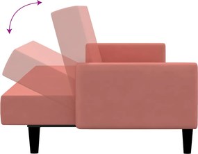vidaXL Καναπές Κρεβάτι Διθέσιος Ροζ Βελούδινος